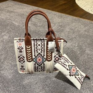 Brown and Cream Patterned Tote Bag